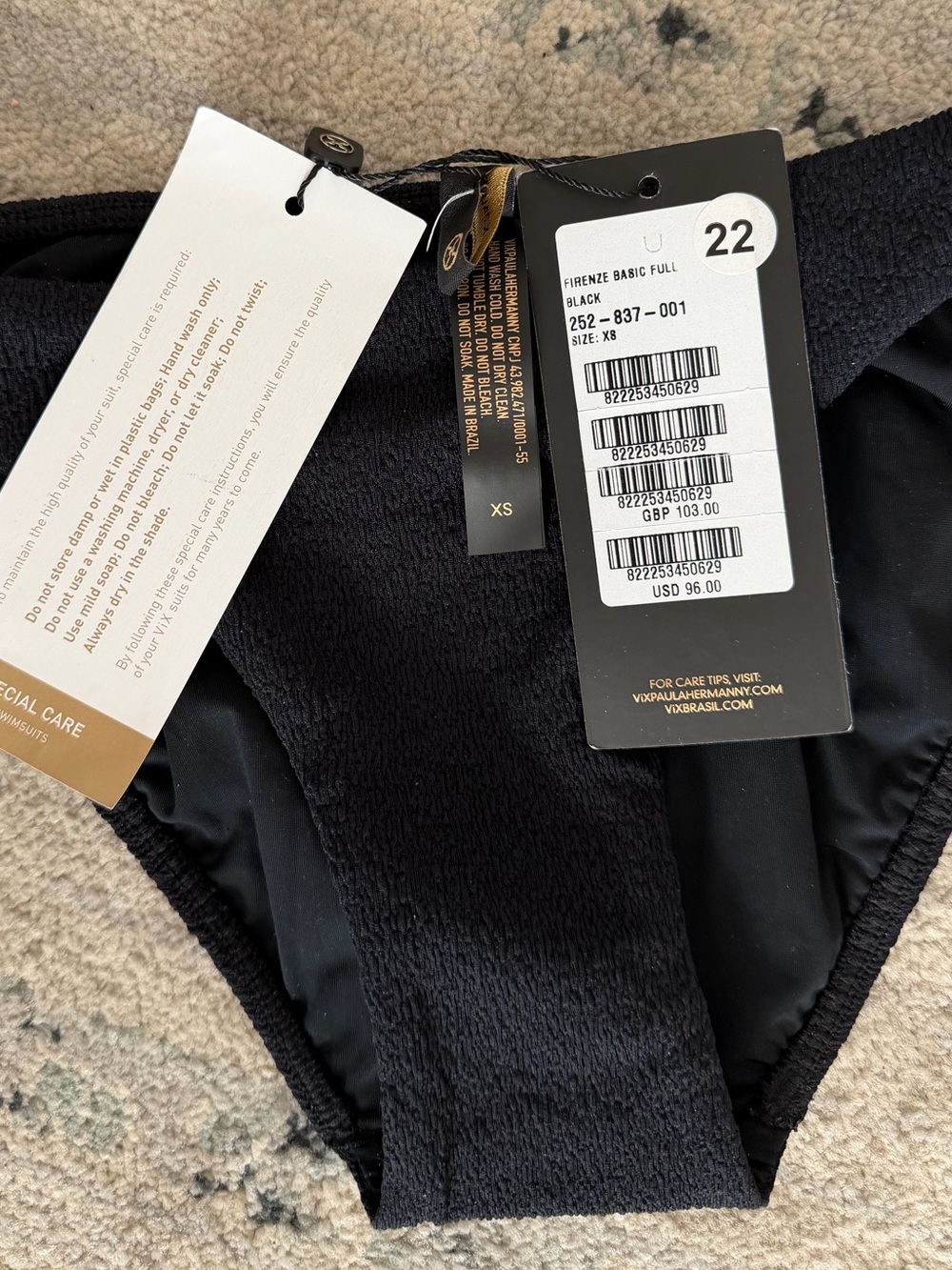 NWT Vix Ferenze Crinkle Full Swim Bikini Bottom Black - Picture 4 of 8